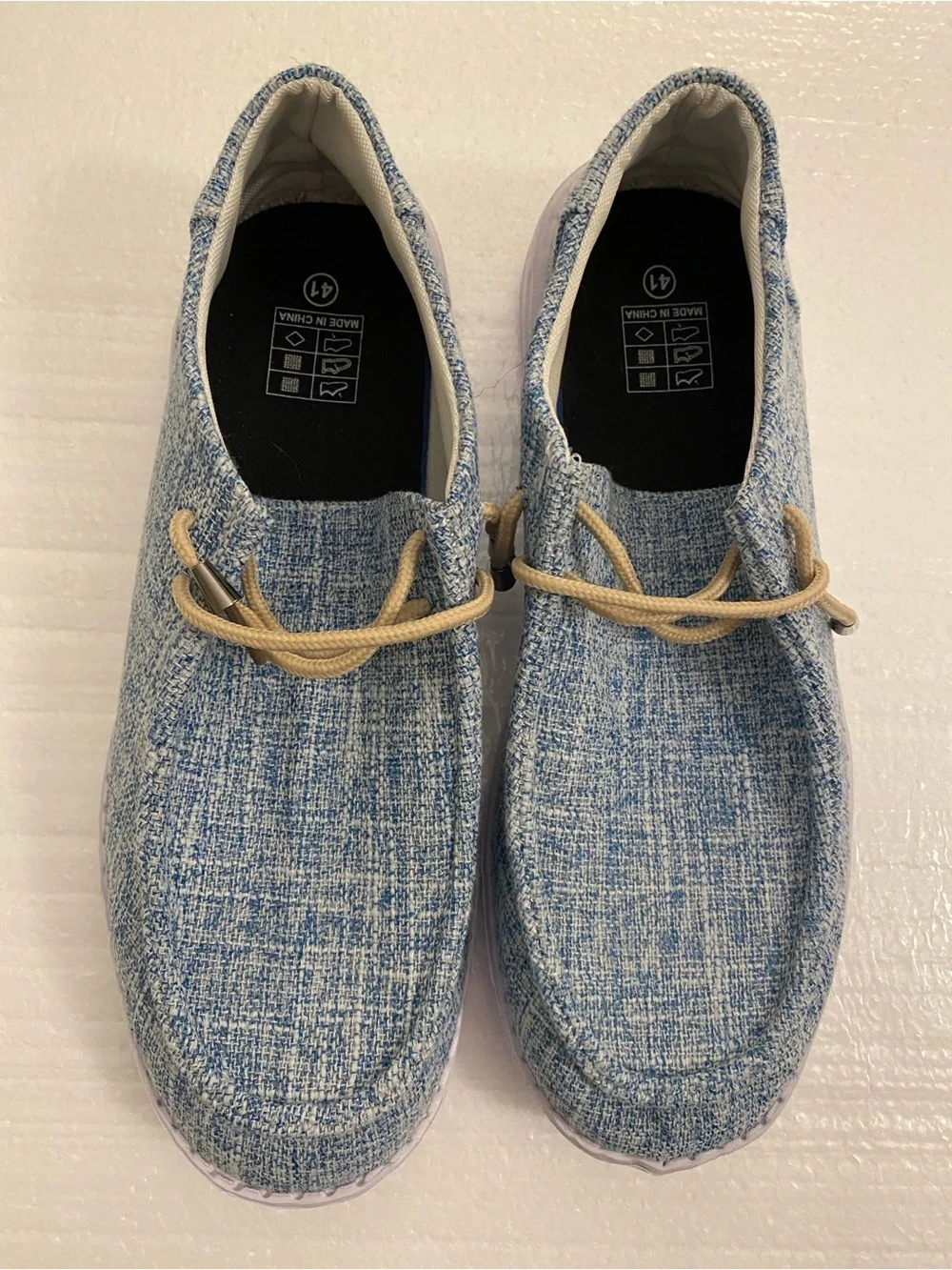 Men's Casual Light Blue White Slip-On Loafers Lightweight Flexible Design US 8